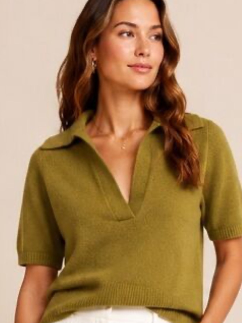 Banana Republic Cashmere Short Sleeve V-Neck Polo